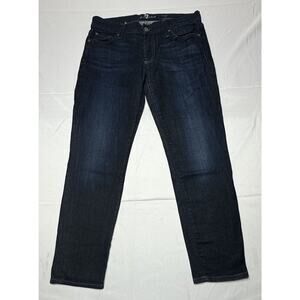 7 For All Mankind Women's Roxanne Crop Dark Blue Denim Jeans - Size 29x25.5